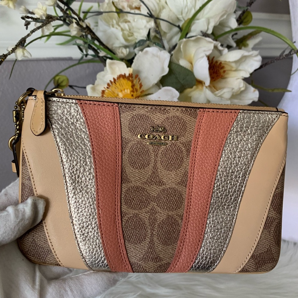 Coach Signature Wave Patchwork Wristlet
